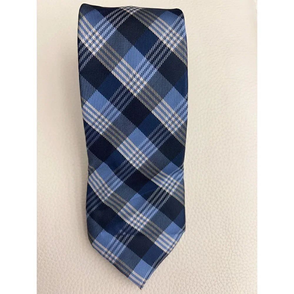U.S.Polo Assn. Men’s Navy Blue White Plaid Necktie